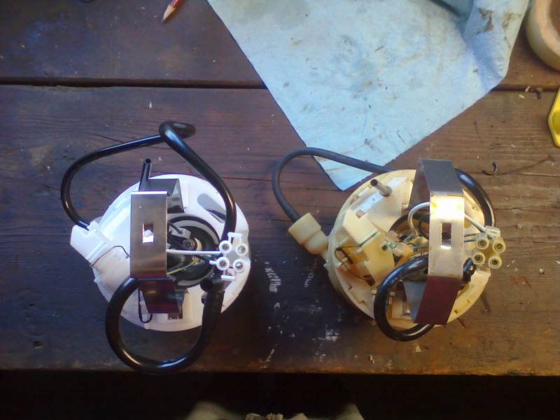 Also note the orientation of the plumbing between the two pump assemblies. There’s plenty of flex in the new one to make it work, but the old pump’s tubing is tucked up closer to the body. The new one takes some maneuvering to get right.